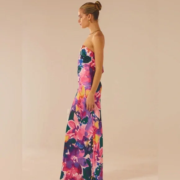 Peppermayo | Carried Away Maxi Floral Strapless Dress Size: 2 - Picture 4 of 6